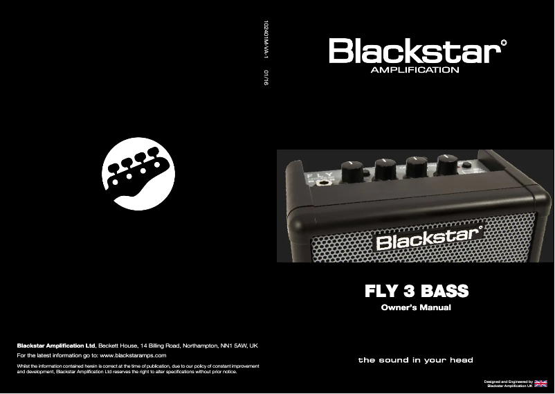 Page n°1 - Manuel utilisateur Blackstar FLY 3 Bass