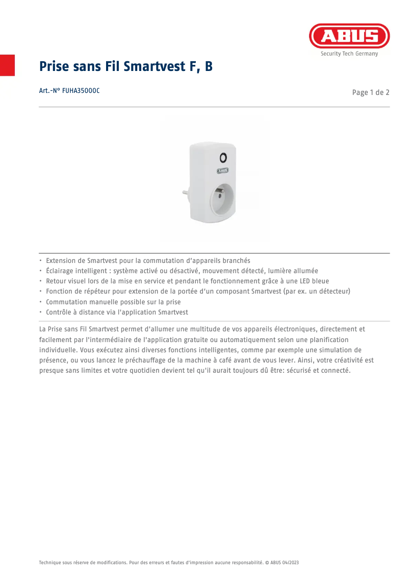 Image de la première page du manuel de l'appareil FUHA35000C