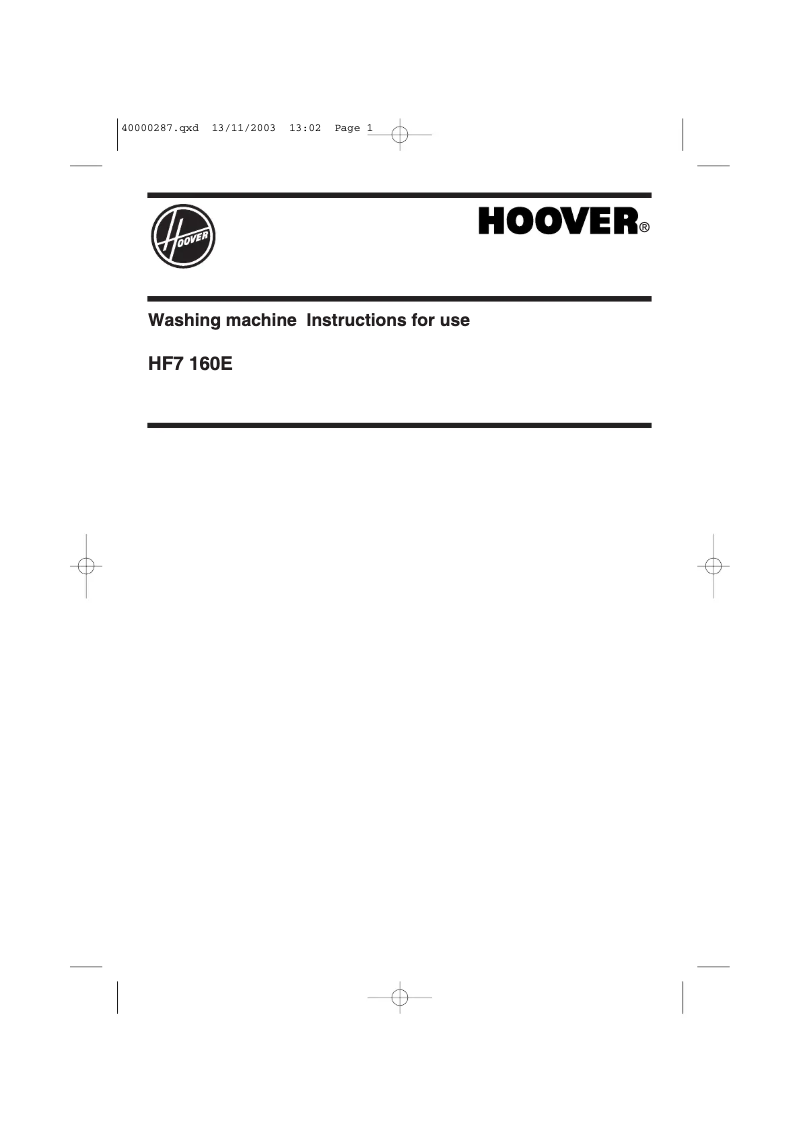 Page 1 de la notice Manuel utilisateur Hoover HF7 160EUK