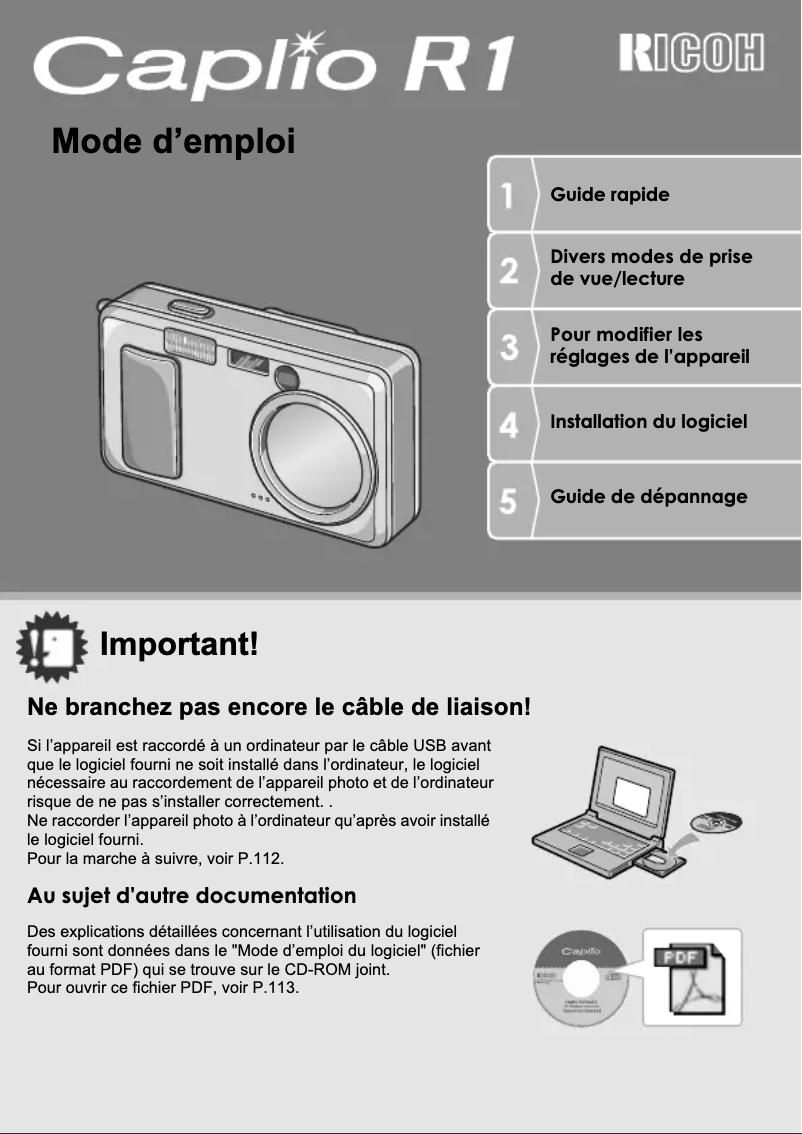 Page n°1 - Manuel utilisateur Ricoh Caplio R1