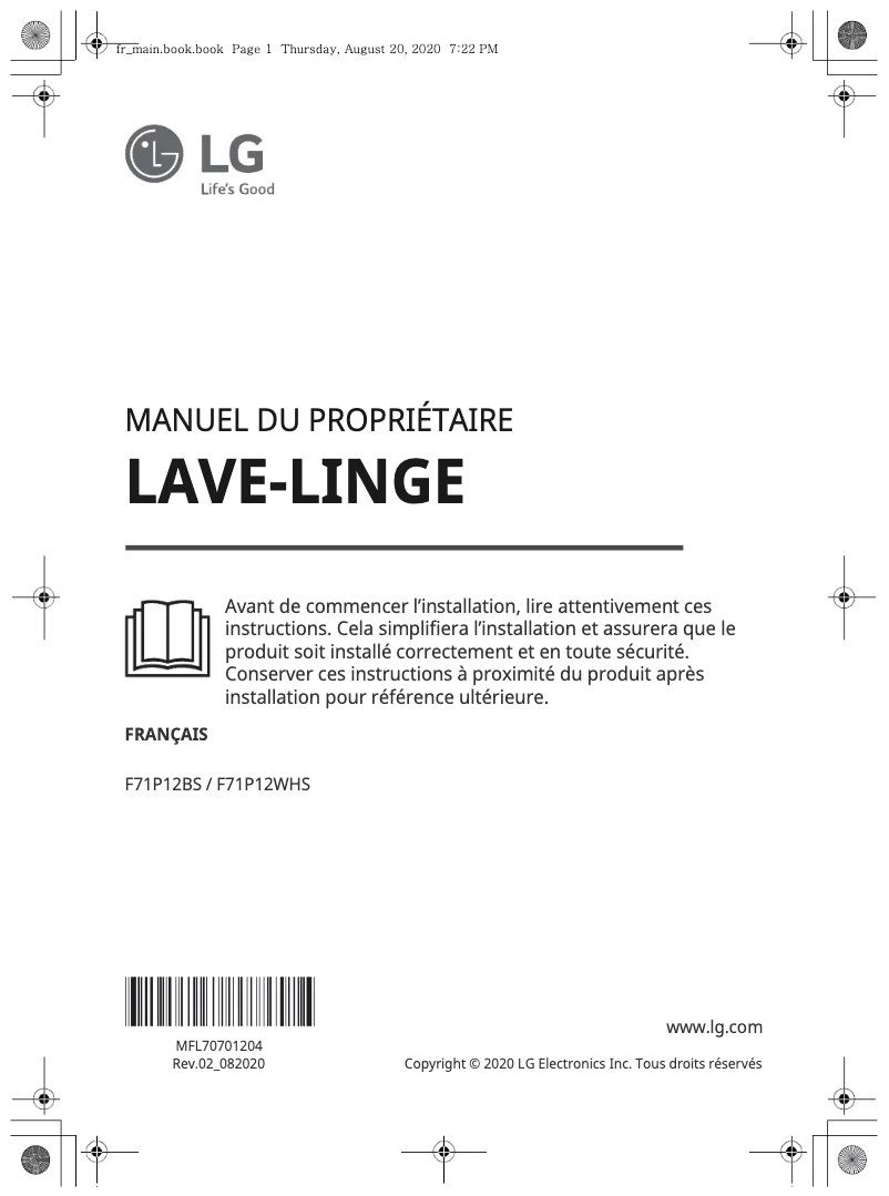 Page n°1 - Manuel utilisateur LG F71P12BS