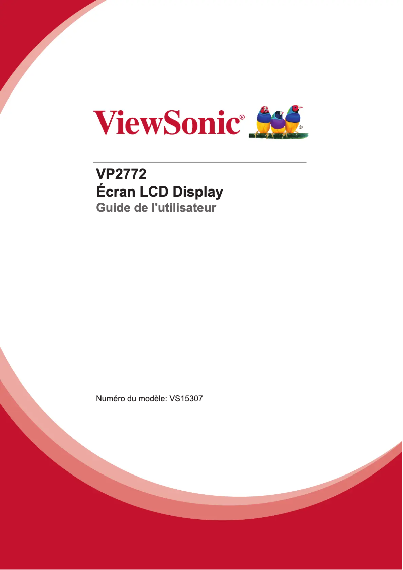 Page 1 de la notice Manuel utilisateur Viewsonic Professional Series VP2772