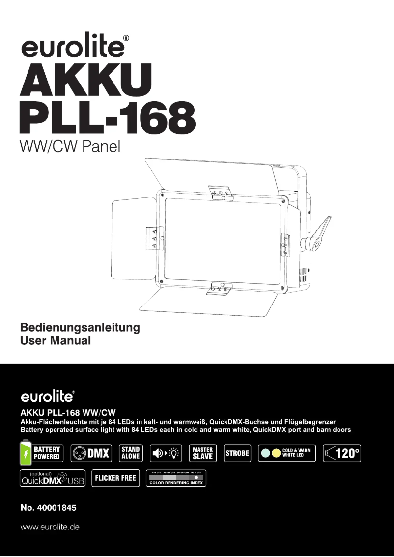 Página 1 del manual Manual de usuario Eurolite AKKU PLL-168