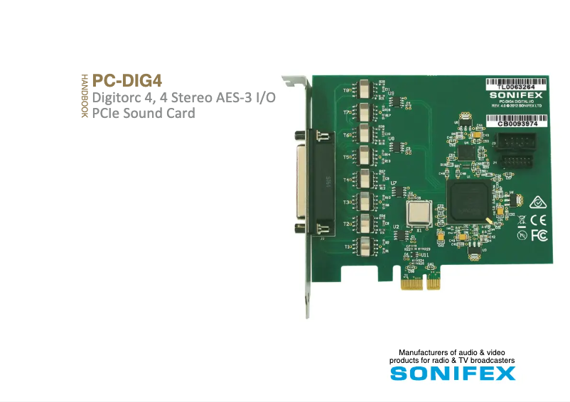 Page 1 de la notice Manuel utilisateur Sonifex PC-DIG4