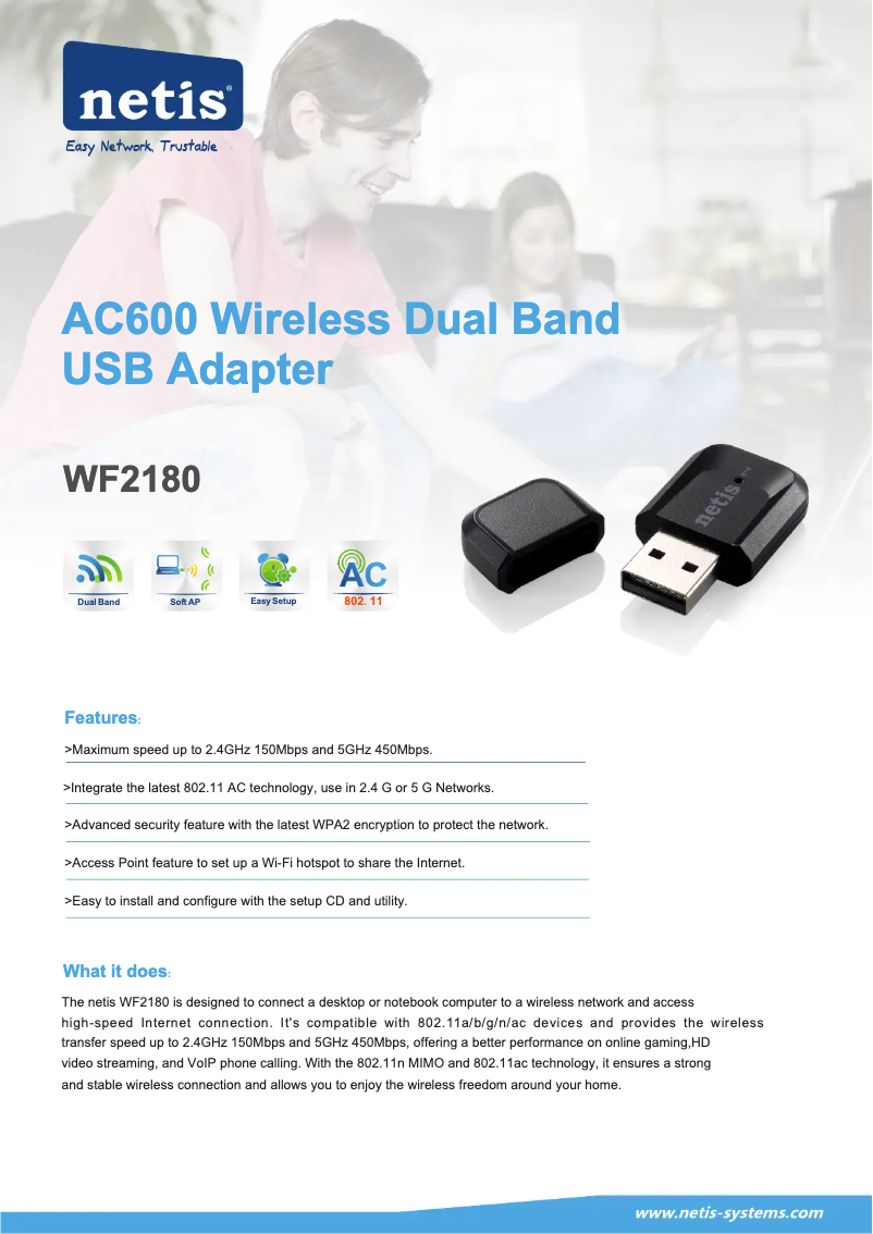 Página 1 del manual Manual de usuario Netis WF2180