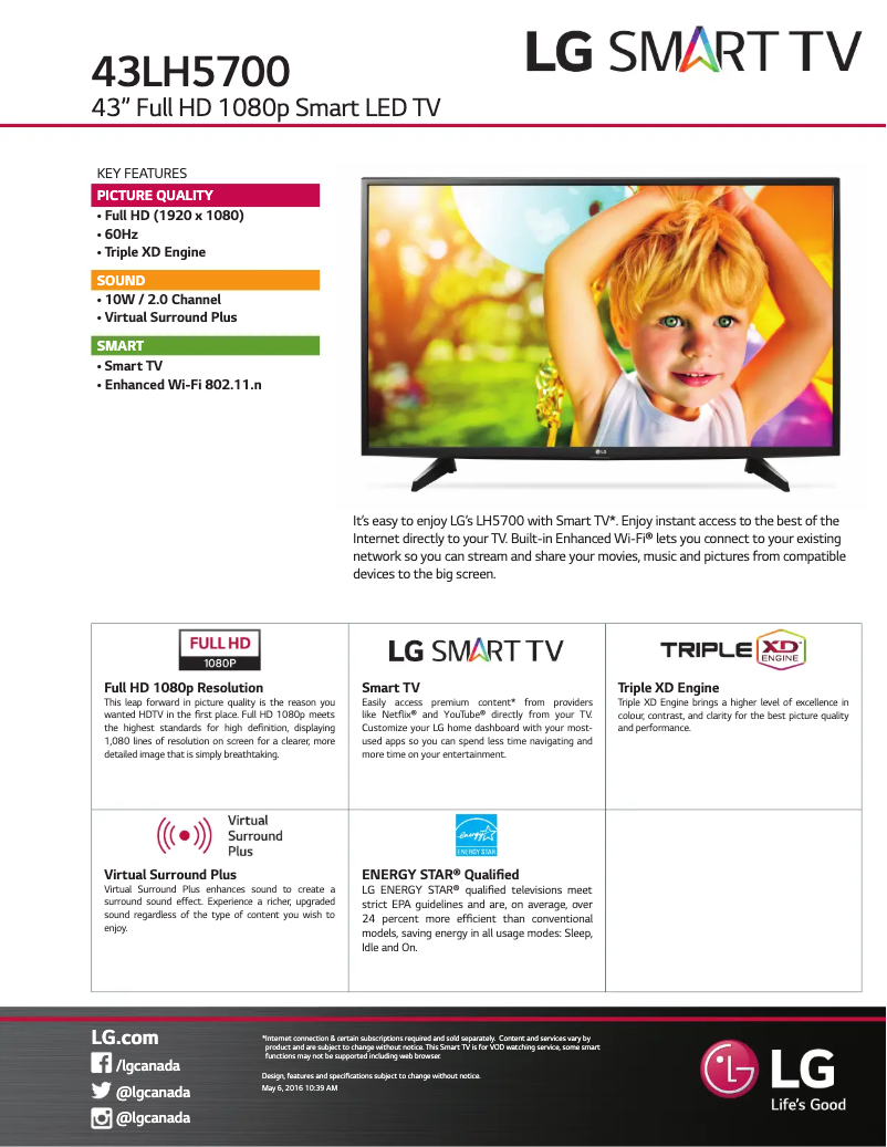 Image de la première page du manuel de l'appareil 43LH5700