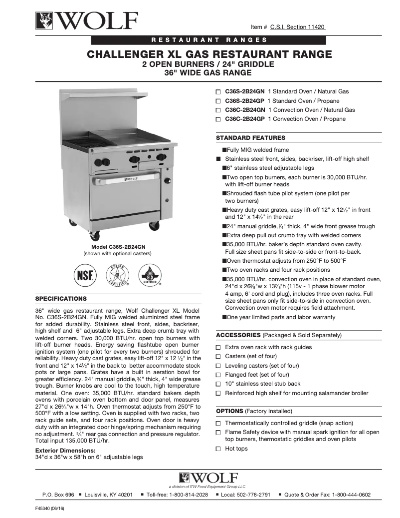 Page n°1 - Fiche technique Wolf C36S-2B24CB