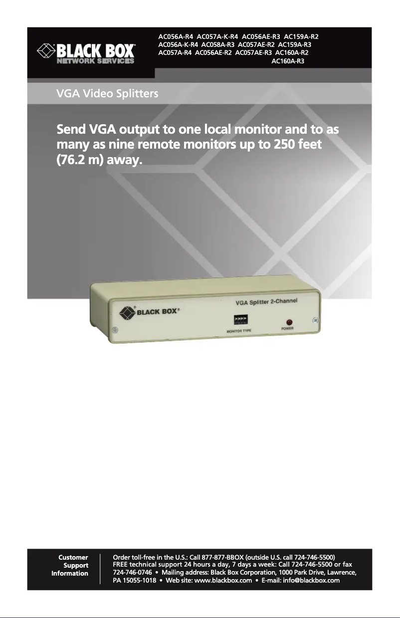 Page n°1 - Manuel utilisateur Black Box AC057A-R4