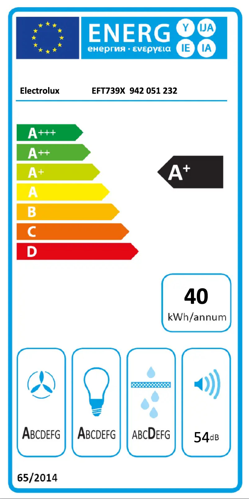 Page n°1 - Label énergétique Electrolux EFT739X