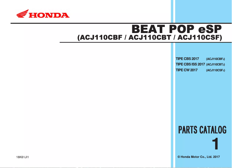 Page 1 de la notice Manuel utilisateur Honda Beat Pop 110 eSP (2017)