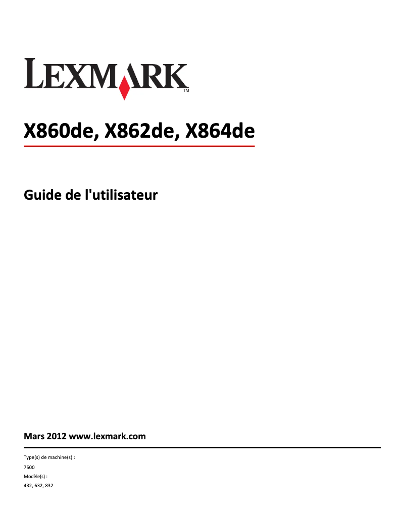 Image de la première page du manuel de l'appareil X864