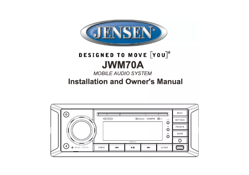 Page 1 de la notice Manuel utilisateur Jensen JWM70A