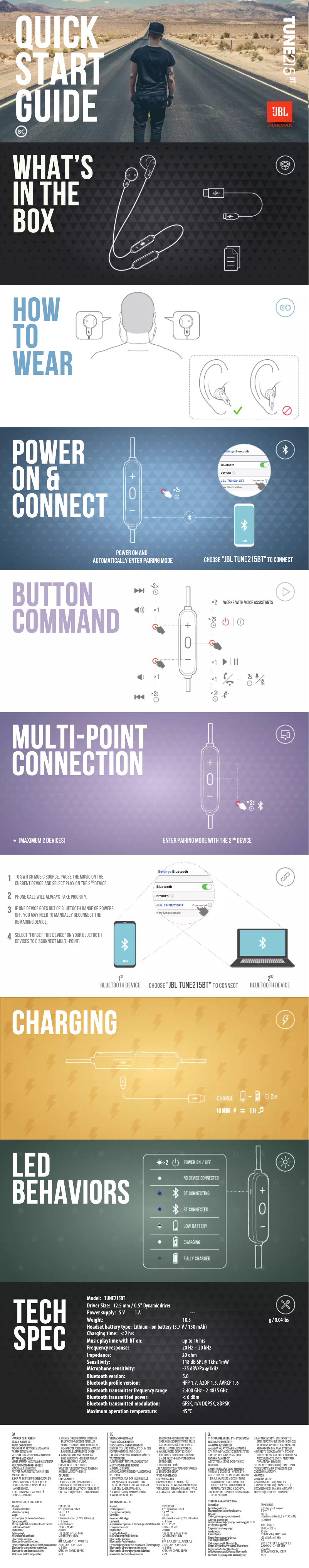 Page 1 de la notice Manuel utilisateur JBL TUNE 215BT