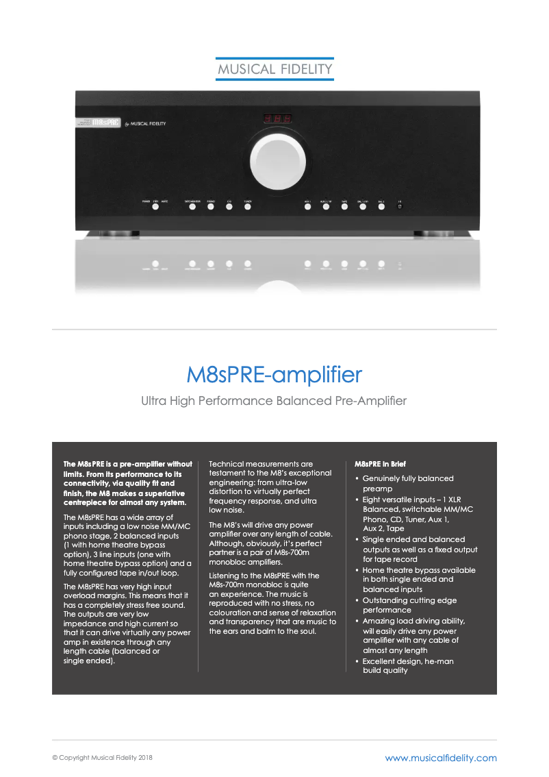 Image de la première page du manuel de l'appareil M8sPRE