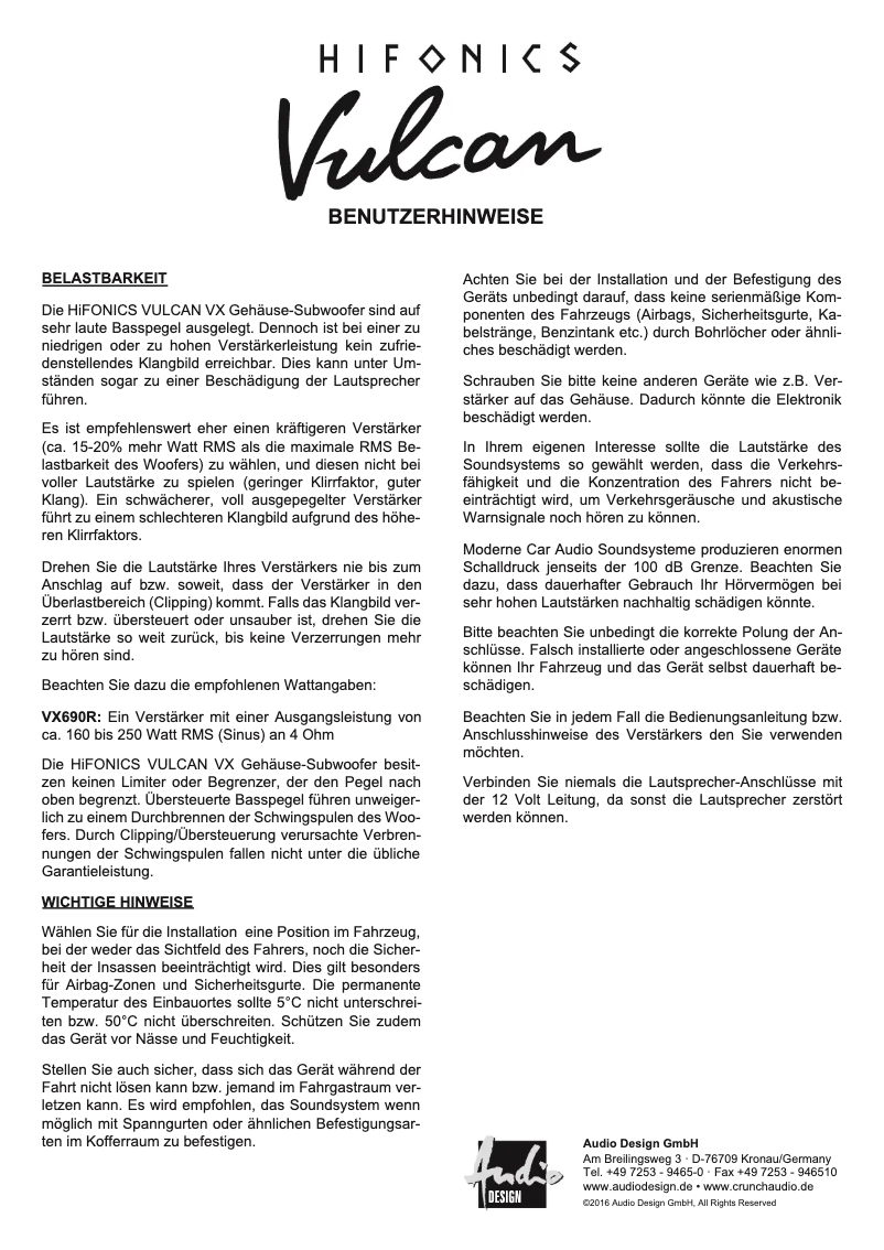 Image de la première page du manuel de l'appareil Vulcan VX690R