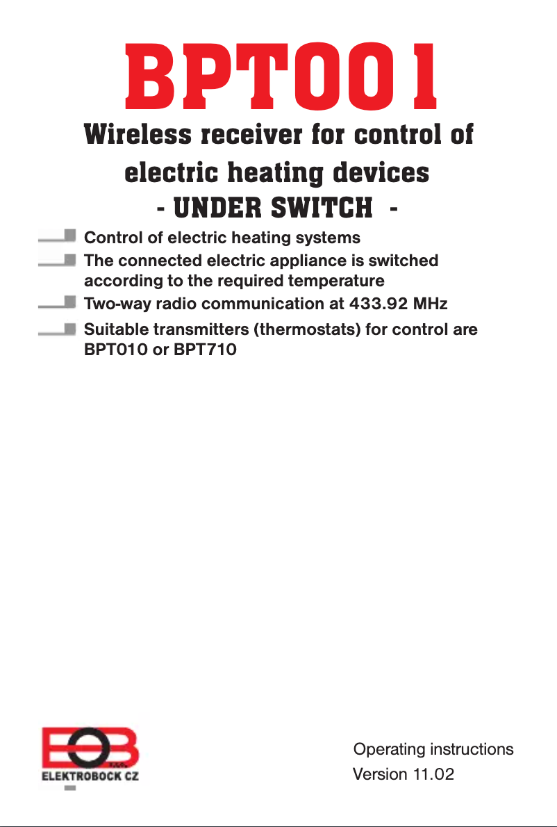 Page 1 de la notice Manuel utilisateur Elektrobock BPT001