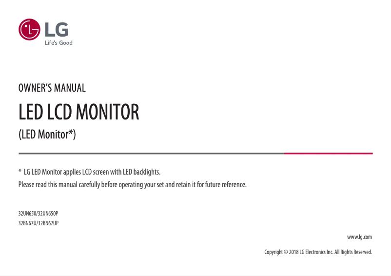 Page n°1 - Manuel utilisateur LG 32UN650P