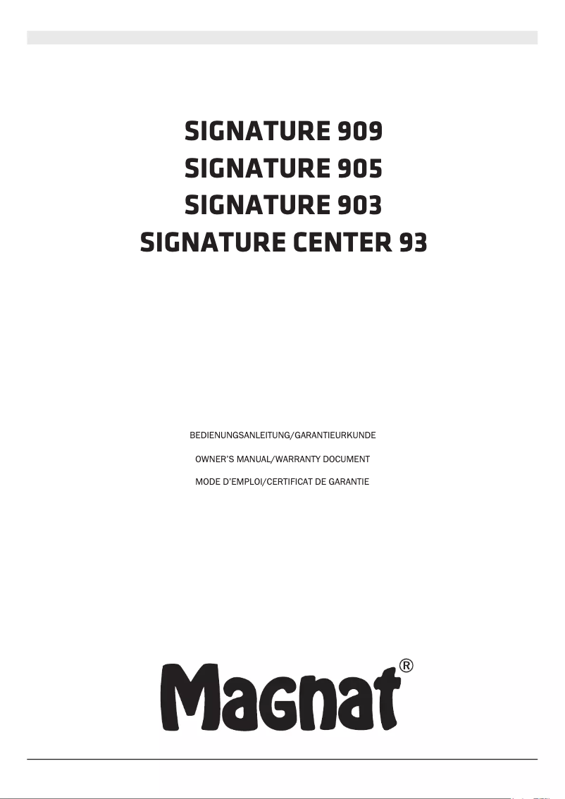 Page 1 de la notice Manuel utilisateur Magnat Signature 905