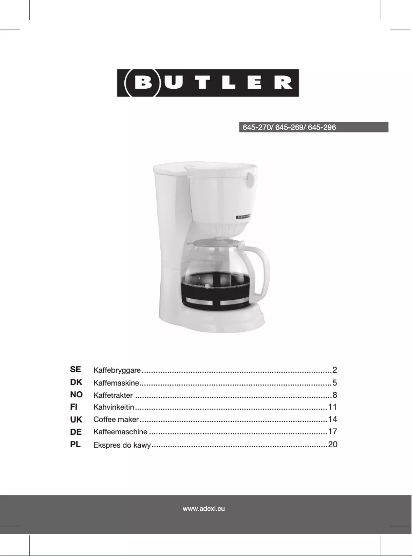 Page 1 de la notice Manuel utilisateur Butler 645-296