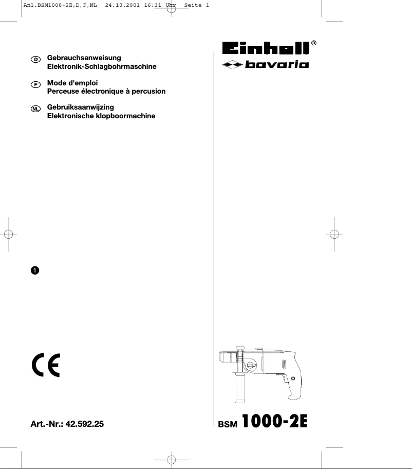 Page 1 de la notice Manuel utilisateur Einhell Bavaria BSM 1000-2E