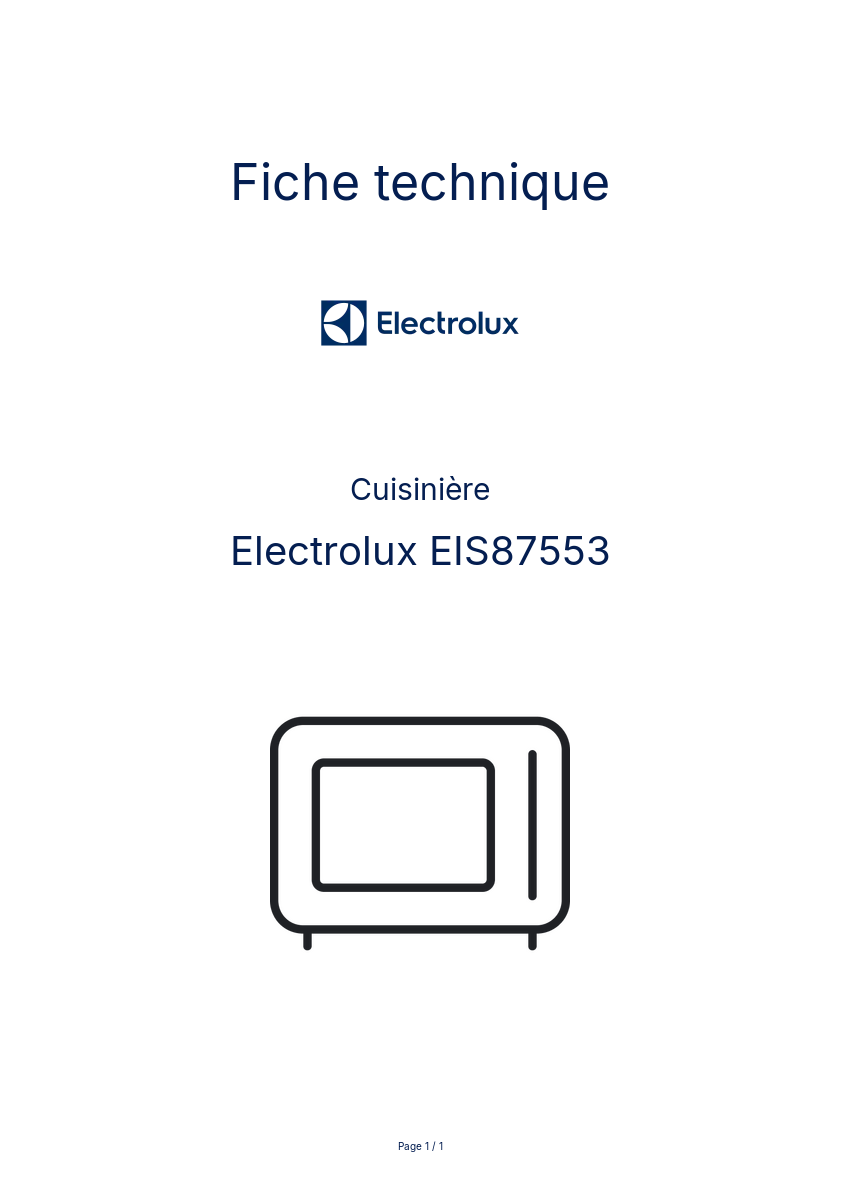 Page n°1 - Fiche technique Electrolux EIS87553