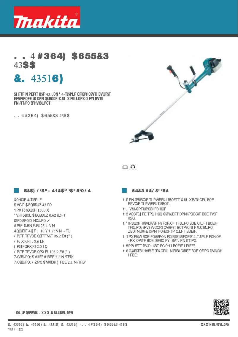 Page 1 de la notice Fiche technique Makita EM4351UH