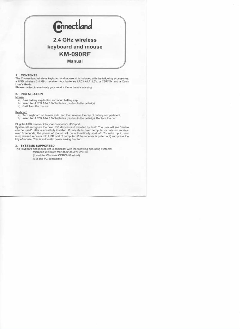Page 1 de la notice Manuel utilisateur Syba CL-KBD50027