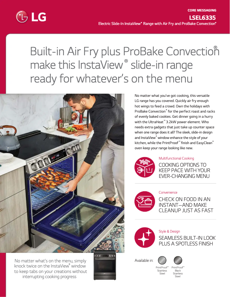 Page 1 de la notice Fiche technique LG LSEL6335F
