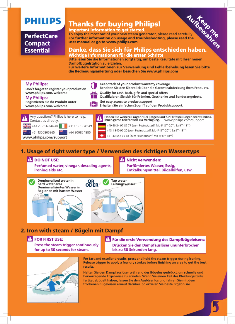 Image de la première page du manuel de l'appareil Perfectcare Compact Essential GC6815