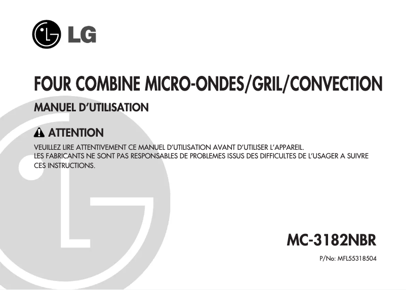 Page n°1 - Manuel utilisateur LG MC-3182NBR