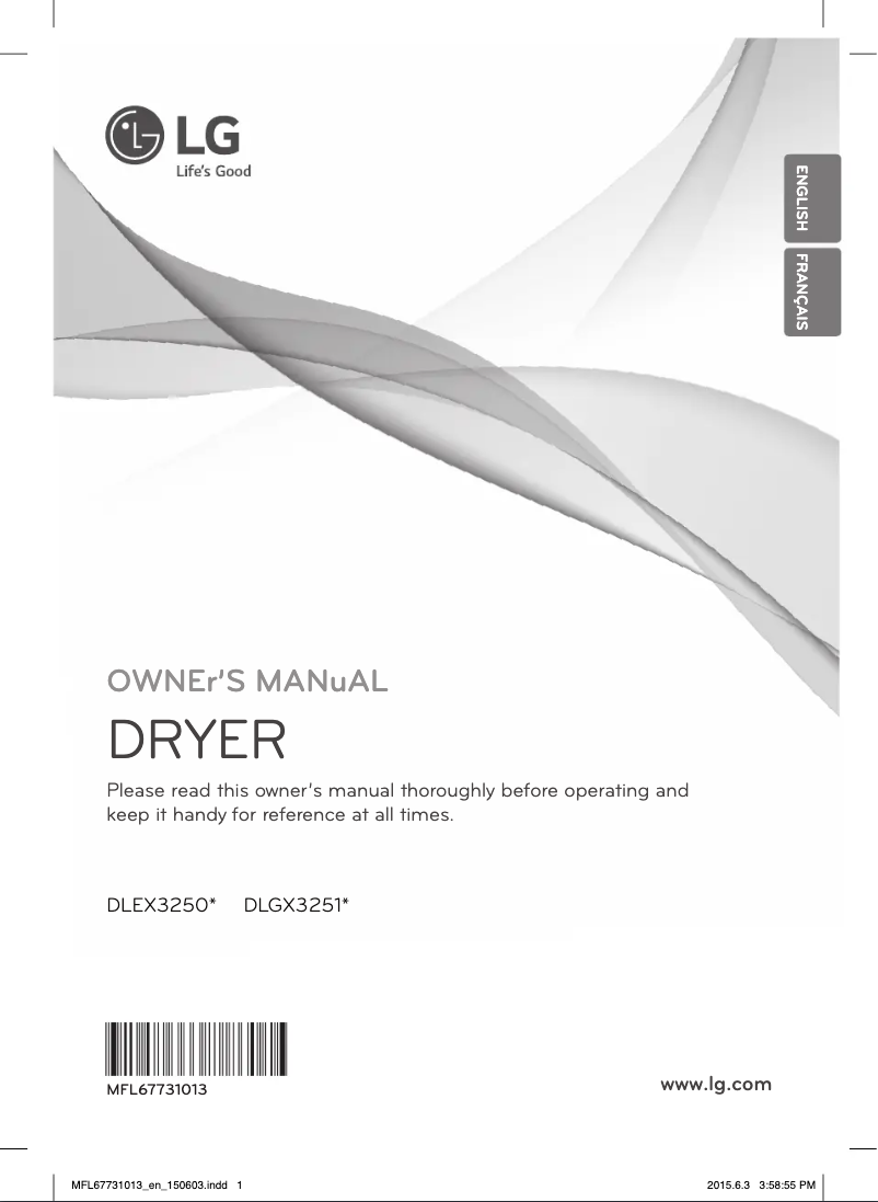 Page 1 de la notice Manuel utilisateur LG DLEX3250R