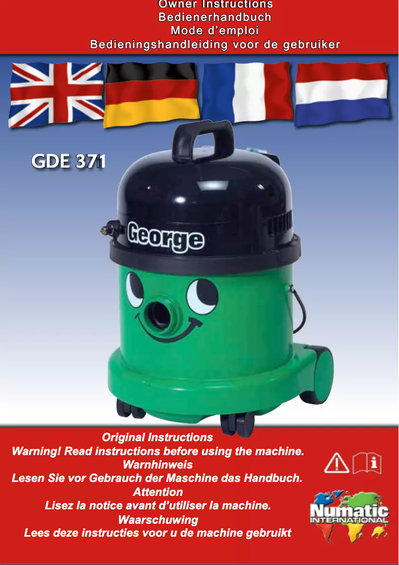 Page 1 de la notice Manuel utilisateur Numatic GEORGE GDE371-2