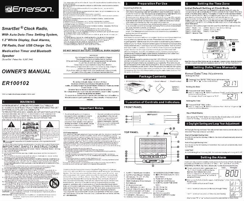Page 1 de la notice Manuel utilisateur Emerson ER100102
