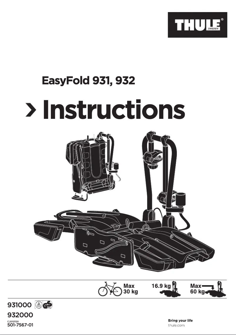 Page 1 of the manual User Manual Thule EasyFold 2B 13 pin 931