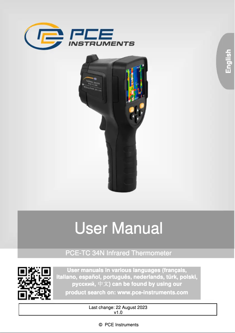 Image de la première page du manuel de l'appareil PCE-TC 34N