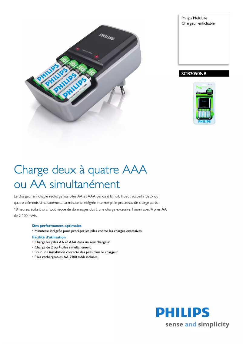 Page n°1 - Fiche technique Philips MultiLife SCB2050NB