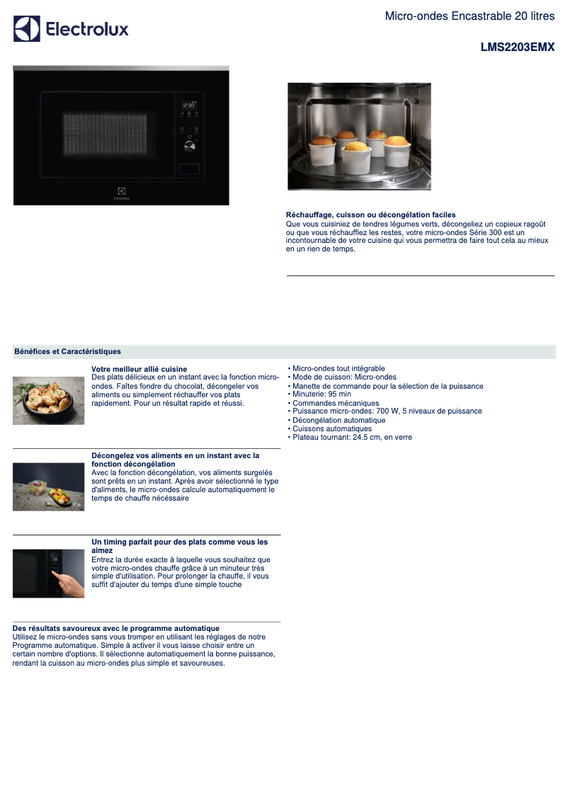 Page n°1 - Fiche technique Electrolux LMS2203EMX