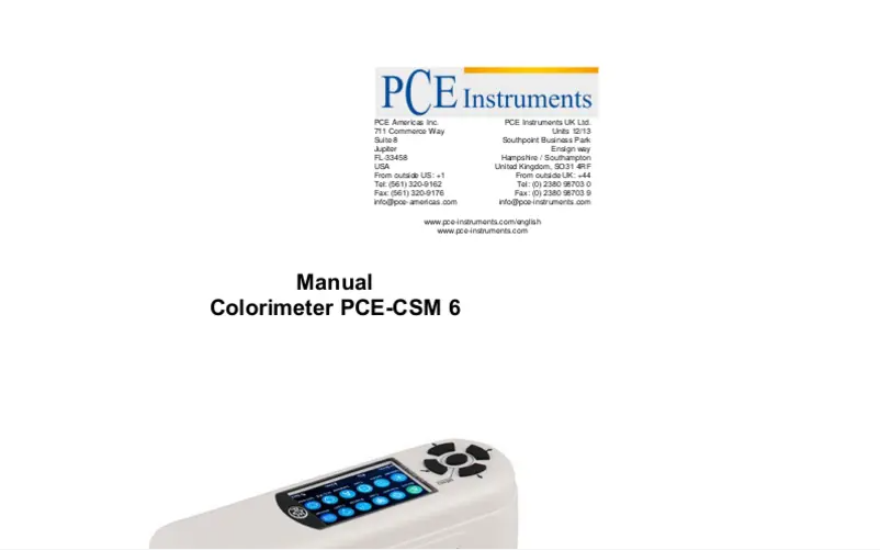 Page 1 de la notice Manuel utilisateur PCE Instruments PCE-CSM 6