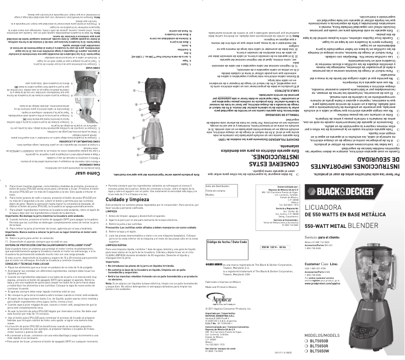 Page n°1 - Manuel utilisateur Black & Decker BLT5650R