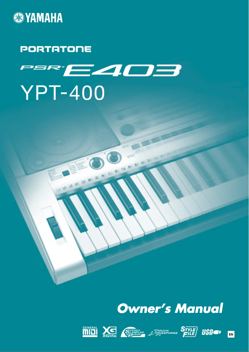 Page 1 de la notice Manuel utilisateur Yamaha PSR-E403