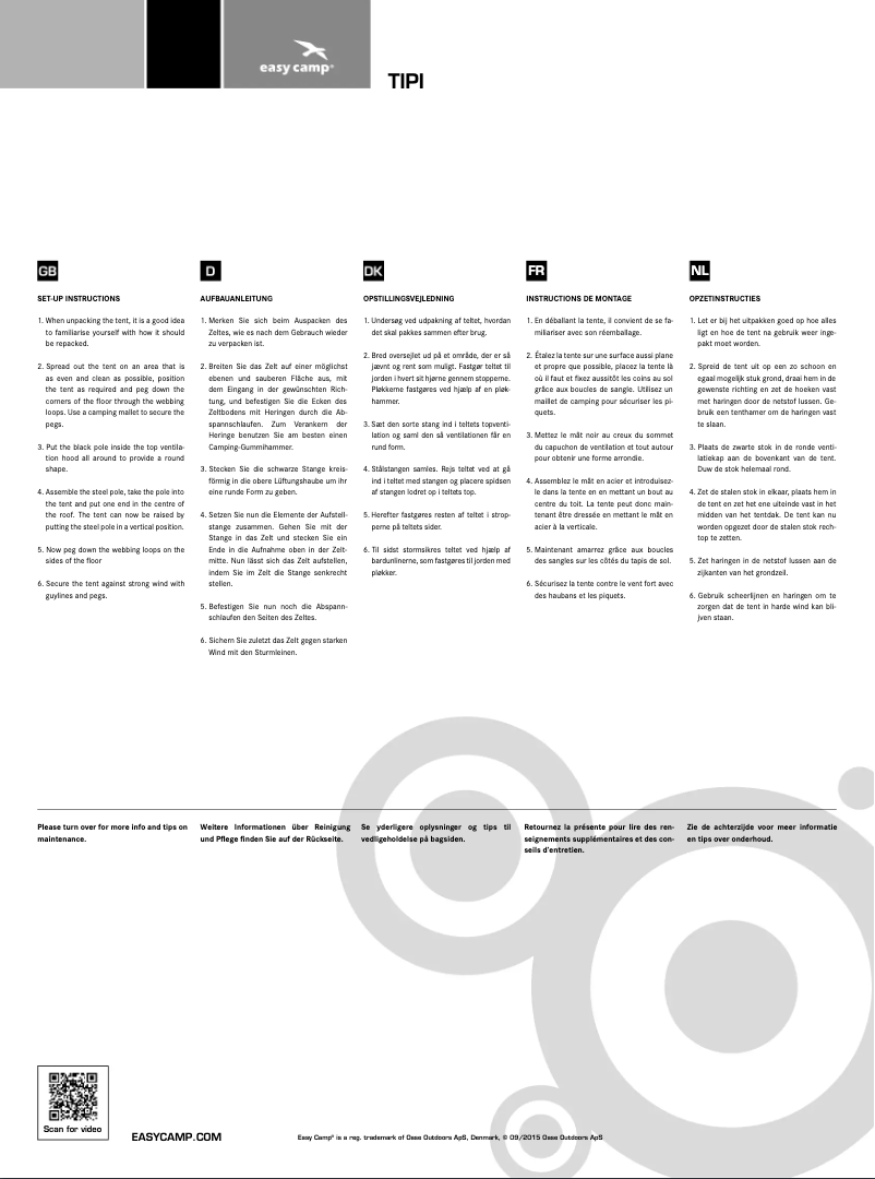 Página 1 del manual Manual de usuario Easy Camp Tipi