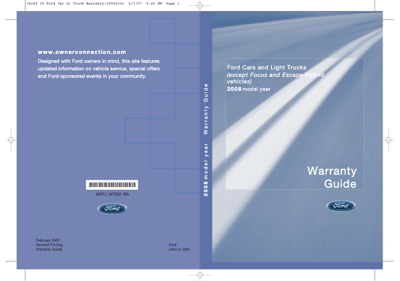 Page n°1 - Informations de garantie Ford Explorer Sport Trac (2008)