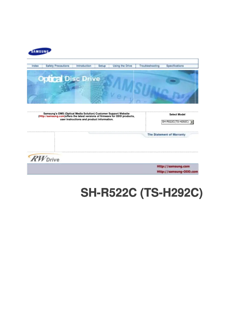 Image de la première page du manuel de l'appareil SH-R522C