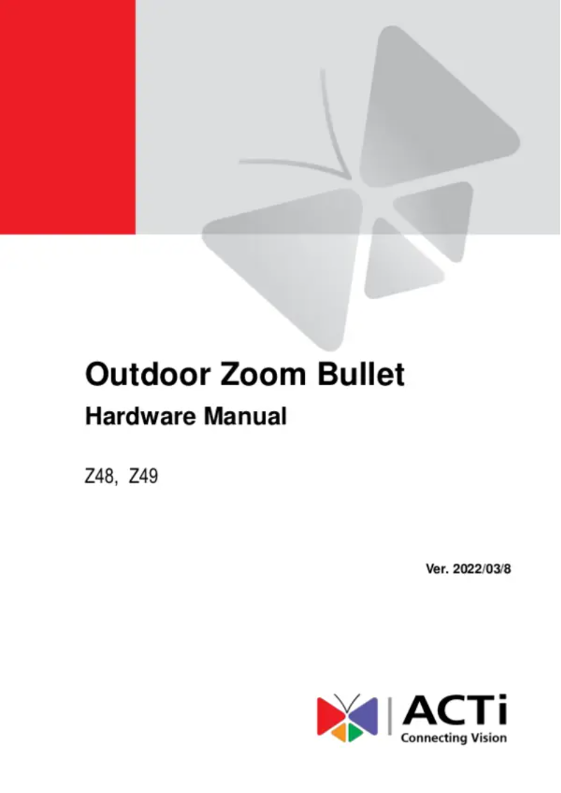 Page 1 de la notice Manuel utilisateur ACTi Z49
