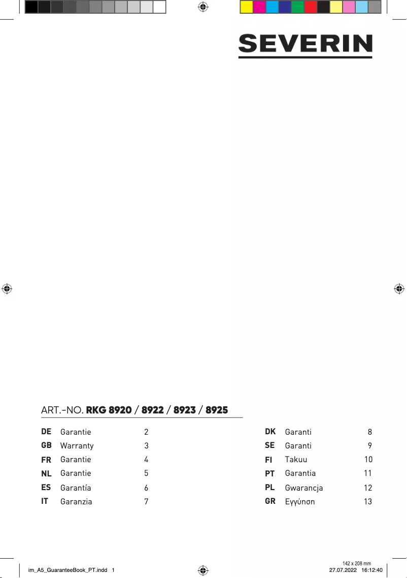 Image de la première page du manuel de l'appareil RKG 8923