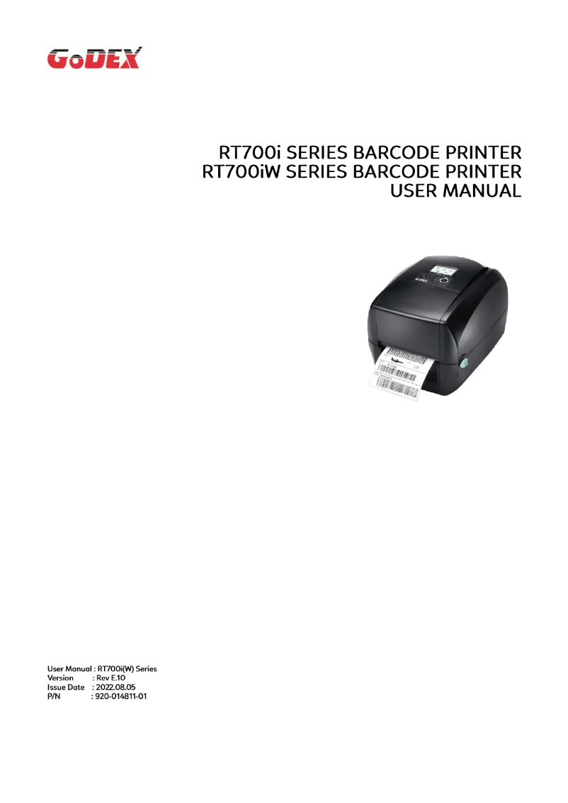 Page n°1 - Manuel utilisateur Godex RT700i