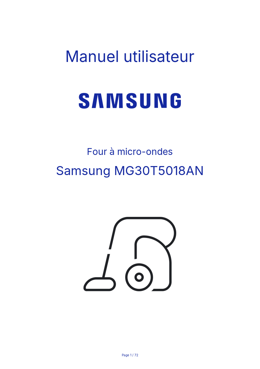 Page n°1 - Manuel utilisateur Samsung MG30T5018AN