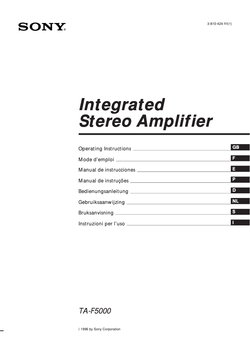 Page n°1 - Manuel utilisateur Sony TA-F5000
