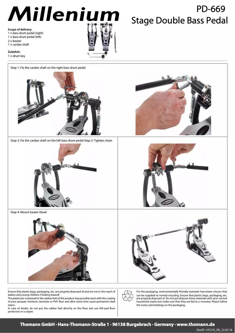 Page 1 de la notice Manuel utilisateur Millenium PD-669