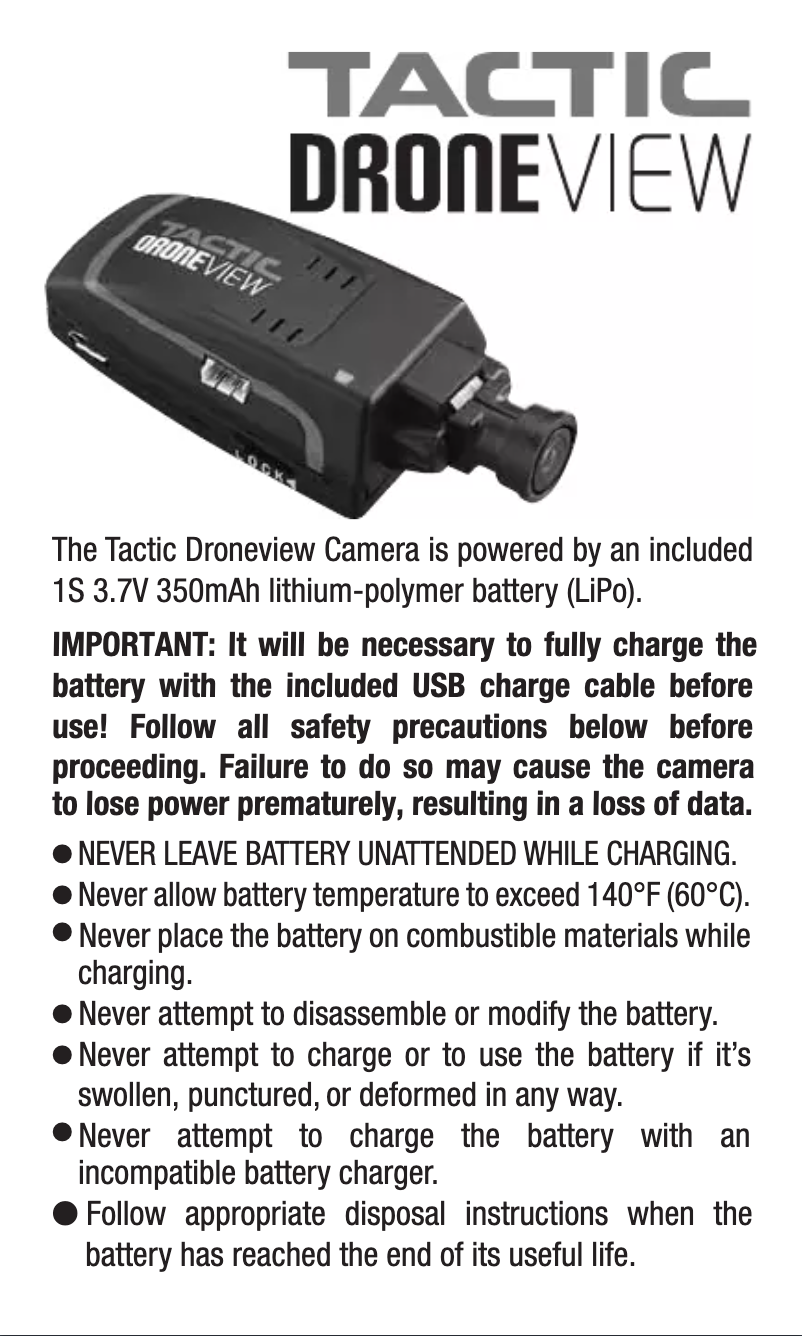 Page 1 de la notice Manuel utilisateur Tactic DroneView TACZ1000